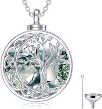 wholesale 925 Sterling Silver Tree of Life Abalone Shell Cremation Pendant Necklace with Funnel and Fill Tool - Memorial Keepsake Jewelry-23-Tree of Life