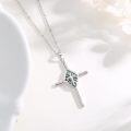 wholesale 925 Sterling Silver Abalone Shell & Malachite Stone Inlay Cross Pendant Necklaces for Women and Girls s 48cm Chain Length-0-2