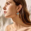 wholesale 925 Sterling Silver Evil Eye Earrings With Green Gem And White Diamonds-0-3