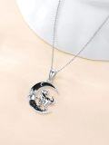 wholesale 925 Sterling Silver Dinosaur Moon Pendant Necklace for Women Girls Gifts Jewelry Accessories 48cm Chain Length-0-4
