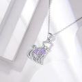 wholesale Sterling Silver Lab Grown Diamond Cat Birth Flower Necklace for Women-0-52