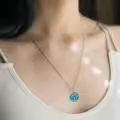 wholesale 925 Sterling Silver Turquoise and Cubic Zirconia Tree of Life Pendant Necklace Wholesale for Women's Mothers' Day Gift-0-2