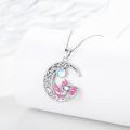 wholesale 925 Sterling Silver Axolotl Crescent Moon Pendant Necklace Pink Enamel Crystal Charm-0-1
