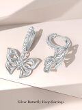 wholesale 925 Sterling Silver Butterfly CZ Dangle Hoop Earrings for Women Gifts-0-4