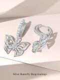 wholesale 925 Sterling Silver Butterfly Drop Earrings Platinum Plated Cubic Zirconia For Women-0-4