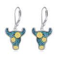 wholesale 925 Sterling Silver Turquoise Flower Earrings-0-0