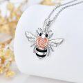 wholesale 925 Sterling Silver Rose Gold Plated CZ Heart Shaped Honeycomb Bee Pendant Necklace Gifts for Women Girls Wife-0-2