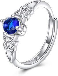 wholesale 925 Sterling Silver Cubic Zirconia Celtic Knot Adjustable Open Ring-Celtic Knot