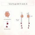wholesale 925 Sterling Silver Rose Flower Red Crystal Long Tassel Earings for Women-0-3