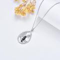 TOUPOP Sterling Silver & Stone Black Cat Necklace Jewelry Gift for Cat Lovers-0-5