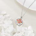 wholesale 925 Sterling Silver Orange Crystal Fox Face Pendant Necklace for Women-0-3