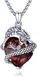 wholesale 925 Sterling Silver Birthstone Dragon Pendant Necklace for Women-0-0