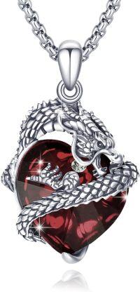 wholesale 925 Sterling Silver Birthstone Dragon Pendant Necklace for Women-June - Dragon Necklace