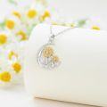 wholesale 925 Sterling Silver Crescent Moon & Sunflowers Pendant Necklace for Women - Mother's Day Gifts-0-3