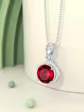 TOUPOP Sterling Silver Ruby Rose Necklace Gift For Women-0-4