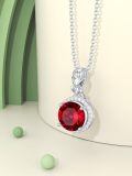 TOUPOP Sterling Silver Ruby Rose Necklace Gift For Women-0-4