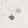wholesale 925 Sterling Silver Gothic Bat & Spider Web Drop Earrings with Red Crystal for Women's Halloween-0-2