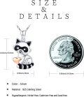 wholesale 925 Sterling Silver Raccoon Heart Pendant Necklace with Black and White Design-0-3
