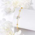 wholesale 14K Real Gold & Moissanite Heart Bracelet, 6.5-7.5 Inch, Hypoallergenic-0-4