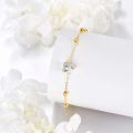 wholesale 14k Gold Heart Lab Diamond Anklet With Golden Beads-0-4