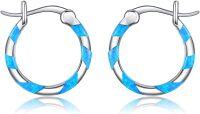 wholesale 925 Sterling Silver Blue Opal Twist Hoop Earrings - Chakra Healing s for Women & Girls-Blue Opal