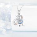 wholesale 925 Sterling Silver Blue Opal Musical Notes & Hearts Pendant Necklaces for Women-0-2