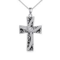 wholesale 925 Sterling Silver & Black Onyx Elegant Christian Cross Pendant Necklace for Women, Faith Jewelry Gift-Black Onyx Cross Necklace