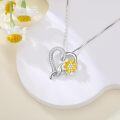 wholesale Gold-Plated 925 Sterling Silver Moissanite Sunflower Heart Pendant Necklace for Women-0-2
