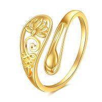 wholesale 14k Gold Dragonfly And Lotus Flower Bangle-Lotus