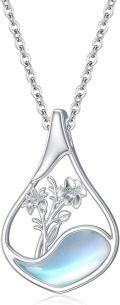 wholesale 925 Sterling Silver Mother of Pearl Floral Pendant Necklaces - Gifts for Her-0-0