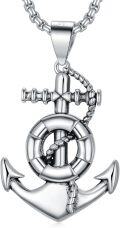 wholesale Nautical Anchor Necklace For Men Women 925 Sterling Silver Navy Mooring Rope Anchor Pendant Necklace Christmas Gift For Him Her -0-0