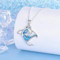 wholesale 925 Sterling Silver Manta Ray Pendant With Blue Enamel Waves-0-1