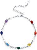 wholesale 925 Sterling Silver Rainbow 7 Chakra Stones Yoga Bracelet for Women Wife Girlfriend-0-0