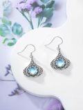 wholesale 925 Sterling Silver Blue Moonstone Filigree Drop Earrings for Women-0-1