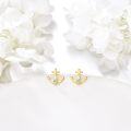 wholesale 14K Gold Diamond Anchor Stud Earrings - Hypoallergenic for Her-0-2