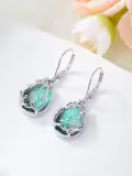 TOUPOP Sterling Silver Gemstone Celtic Filigree Teardrop Dangle Earrings-0-3