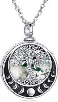 wholesale 925 Sterling Silver Round Abalone Shell and Opal Tree of Life Cremation Jewelry Keepsake Pendant Necklace for Ashes-0-0