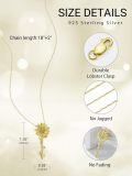 wholesale Gold 925 Sterling Silver Key Necklace w/ Sunflower & Cubic Zirconia Pendant 30 Chain-0-1