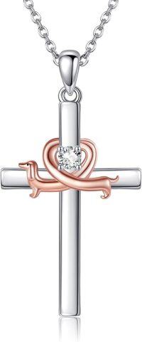 wholesale 925 Sterling Silver Cross Pendant with Dachshund Charm - Unique s for Women and Girls-Dachshund