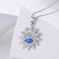wholesale 925 Sterling Silver Blue Opal Evil Eye Sunburst Pendant Necklaces for Women Girls' Gifts-0-2