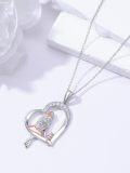 wholesale 925 Sterling Silver Heart-Shaped Cat Pendant Necklace with Cubic Zirconia - Perfect Gift for Women and Cat Lovers-0-2