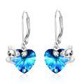 wholesale 925 Sterling Silver Blue Crystal Heart Koala Dangle Earrings for Sensitive Ears-0-0