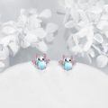 wholesale 925 Sterling Silver Cat Earrings Wholesale With Heart Charm-0-3