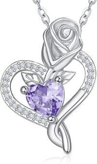 wholesale 925 Sterling Silver Birthstone Heart Pendant Necklace for Women-06-June
