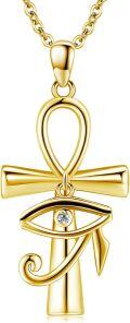wholesale Gold 925 Sterling Silver Eye of Horus Ankh Pendant Necklace - Egyptian Protection-0-0