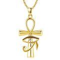 wholesale 925 Sterling Silver Gold Plated Ankh Eye Of Horus Crystal Pendant Necklace For Women-0-0