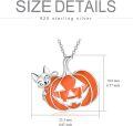 wholesale 925 Sterling Silver Metal Cat in Jack-o'-Lantern Pendant Necklace for Women Girls Halloween Gifts-0-4