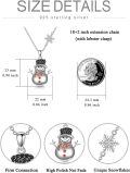 wholesale 925 Sterling Silver Snowman Pendant Necklace with Black Gems & Rubies, Snowflake Chain, Winter Christmas Gift for Women-0-5