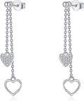 wholesale 925 Sterling Silver Hypoallergenic Double Heart Drop Dangle Stud Earrings for Women-0-0