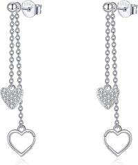 wholesale 925 Sterling Silver Hypoallergenic Double Heart Drop Dangle Stud Earrings for Women-Heart Earrings